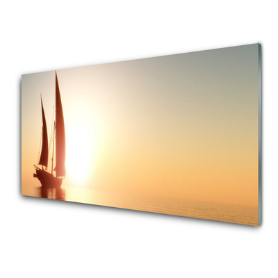 Plexiglas® Wall Art Boat landscape yellow brown