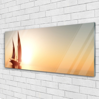 Plexiglas® Wall Art Boat landscape yellow brown