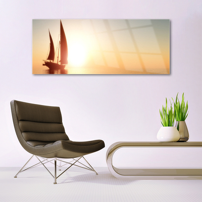 Plexiglas® Wall Art Boat landscape yellow brown