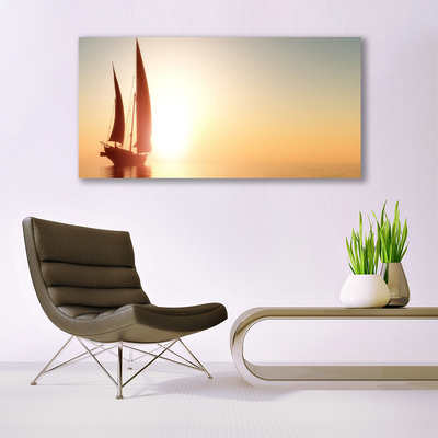 Plexiglas® Wall Art Boat landscape yellow brown