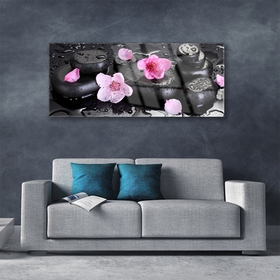 Plexiglas® Wall Art Flower stones art pink black