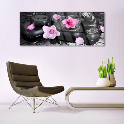 Plexiglas® Wall Art Flower stones art pink black