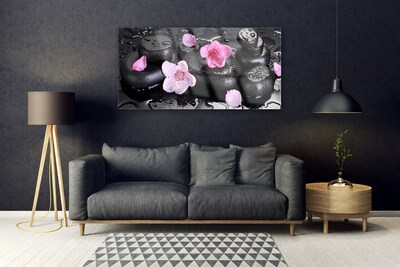 Plexiglas® Wall Art Flower stones art pink black