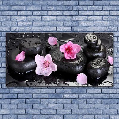 Plexiglas® Wall Art Flower stones art pink black