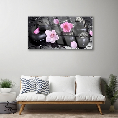 Plexiglas® Wall Art Flower stones art pink black