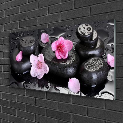 Plexiglas® Wall Art Flower stones art pink black