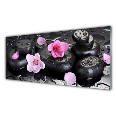 Plexiglas® Wall Art Flower stones art pink black