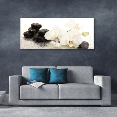 Plexiglas® Wall Art Flower stones floral white black