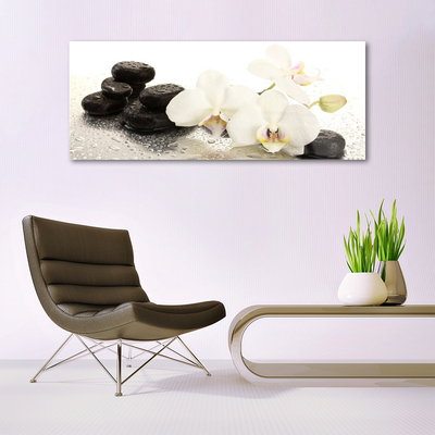 Plexiglas® Wall Art Flower stones floral white black