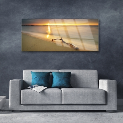 Plexiglas® Wall Art Ocean beach landscape brown blue yellow