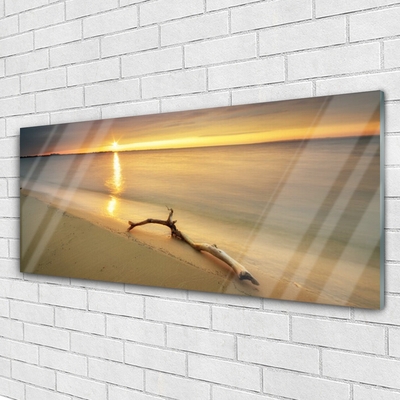 Plexiglas® Wall Art Ocean beach landscape brown blue yellow