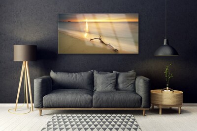 Plexiglas® Wall Art Ocean beach landscape brown blue yellow