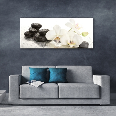 Plexiglas® Wall Art Flower stones floral white black