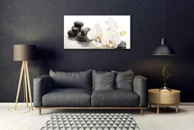 Plexiglas® Wall Art Flower stones floral white black