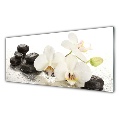 Plexiglas® Wall Art Flower stones floral white black