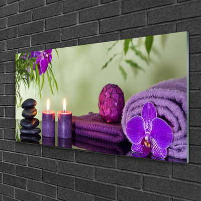 Plexiglas® Wall Art Stones candle towels art black pink purple