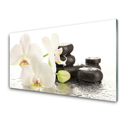 Plexiglas® Wall Art Flower stones floral white black