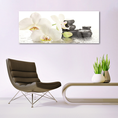 Plexiglas® Wall Art Flower stones floral white black