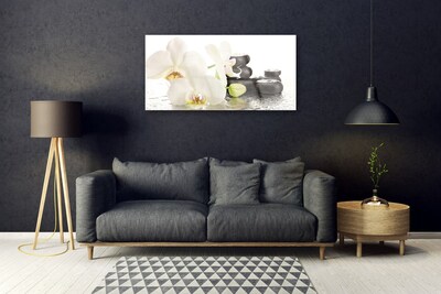 Plexiglas® Wall Art Flower stones floral white black