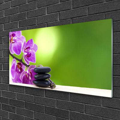 Plexiglas® Wall Art Flower stones floral pink black