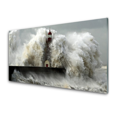 Plexiglas® Wall Art Lighthouse landscape grey