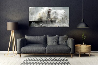 Plexiglas® Wall Art Lighthouse landscape grey