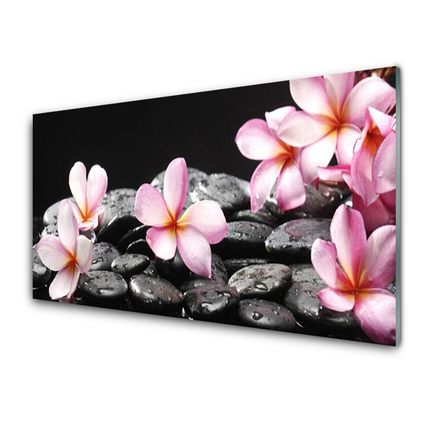 Plexiglas® Wall Art Flower stones floral pink black