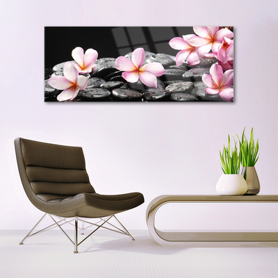 Plexiglas® Wall Art Flower stones floral pink black