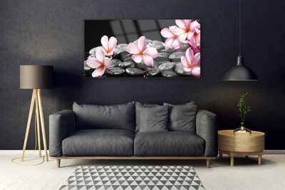 Plexiglas® Wall Art Flower stones floral pink black