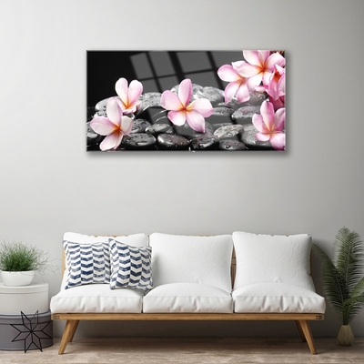 Plexiglas® Wall Art Flower stones floral pink black