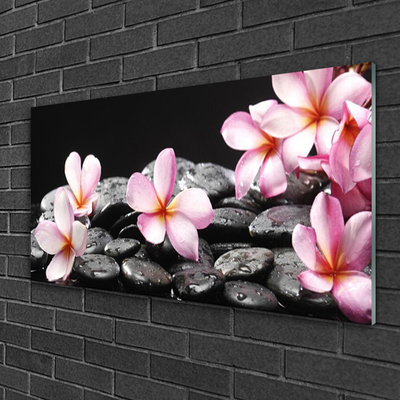 Plexiglas® Wall Art Flower stones floral pink black