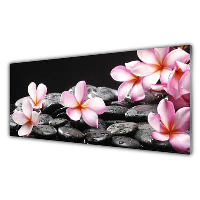 Plexiglas® Wall Art Flower stones floral pink black