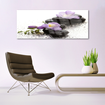 Plexiglas® Wall Art Flower stones art pink black