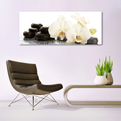 Plexiglas® Wall Art Flower stones floral white black