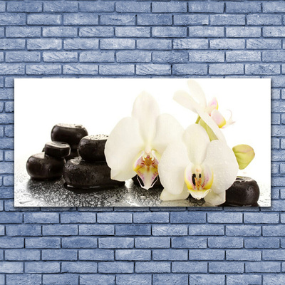 Plexiglas® Wall Art Flower stones floral white black