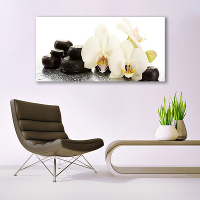 Plexiglas® Wall Art Flower stones floral white black