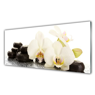 Plexiglas® Wall Art Flower stones floral white black