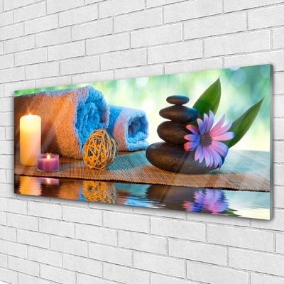 Plexiglas® Wall Art Candles stones flower art yellow black purple grey