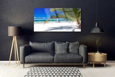 Plexiglas® Wall Art Beach palm landscape white brown green