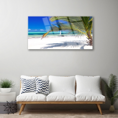 Plexiglas® Wall Art Beach palm landscape white brown green