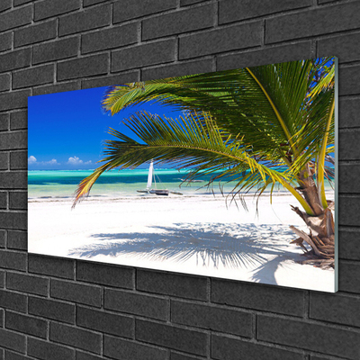 Plexiglas® Wall Art Beach palm landscape white brown green