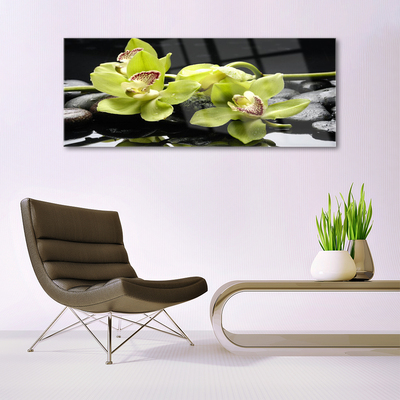 Plexiglas® Wall Art Flower stones floral green black