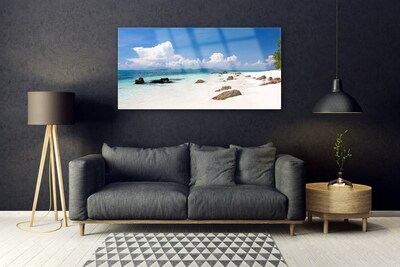 Plexiglas® Wall Art Beach stones landscape white grey