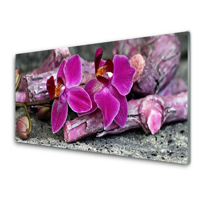 Plexiglas® Wall Art Wood flowers floral brown red