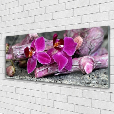 Plexiglas® Wall Art Wood flowers floral brown red