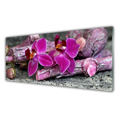 Plexiglas® Wall Art Wood flowers floral brown red