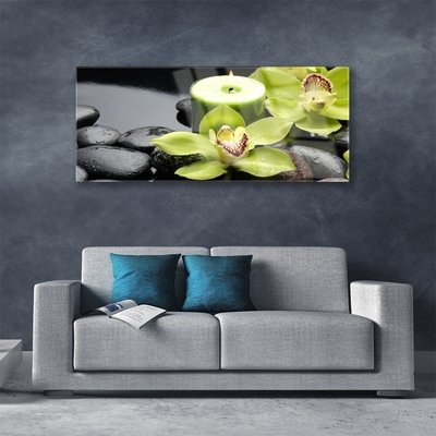 Plexiglas® Wall Art Flower stones floral green black