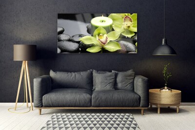 Plexiglas® Wall Art Flower stones floral green black