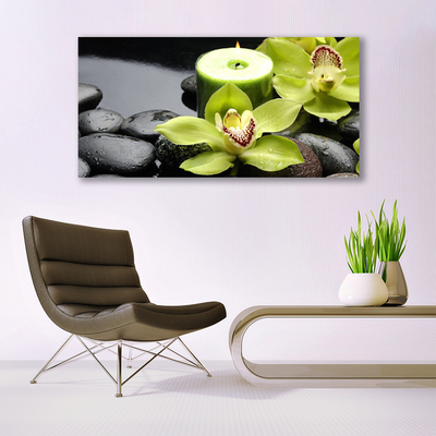 Plexiglas® Wall Art Flower stones floral green black