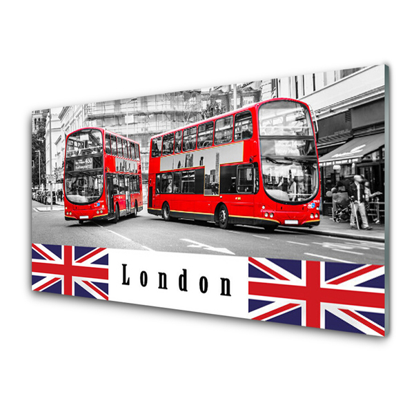Plexiglas® Wall Art London buses art grey red blue white